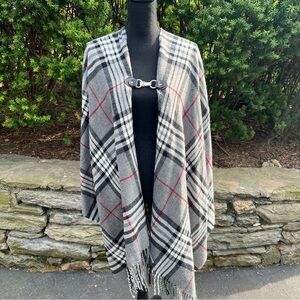 Charter Club Plaid Shawl with Buckle Closure